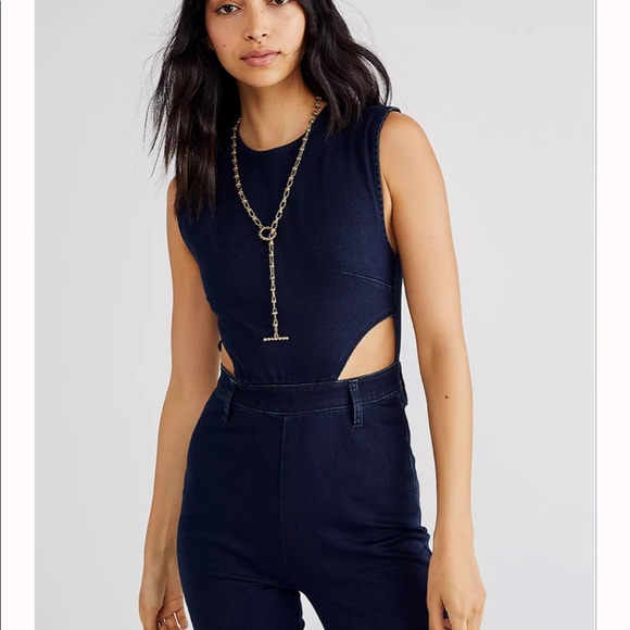 WeWoreWhat Jumpsuit 2 - stretchy dark denim - Picture 3 of 5